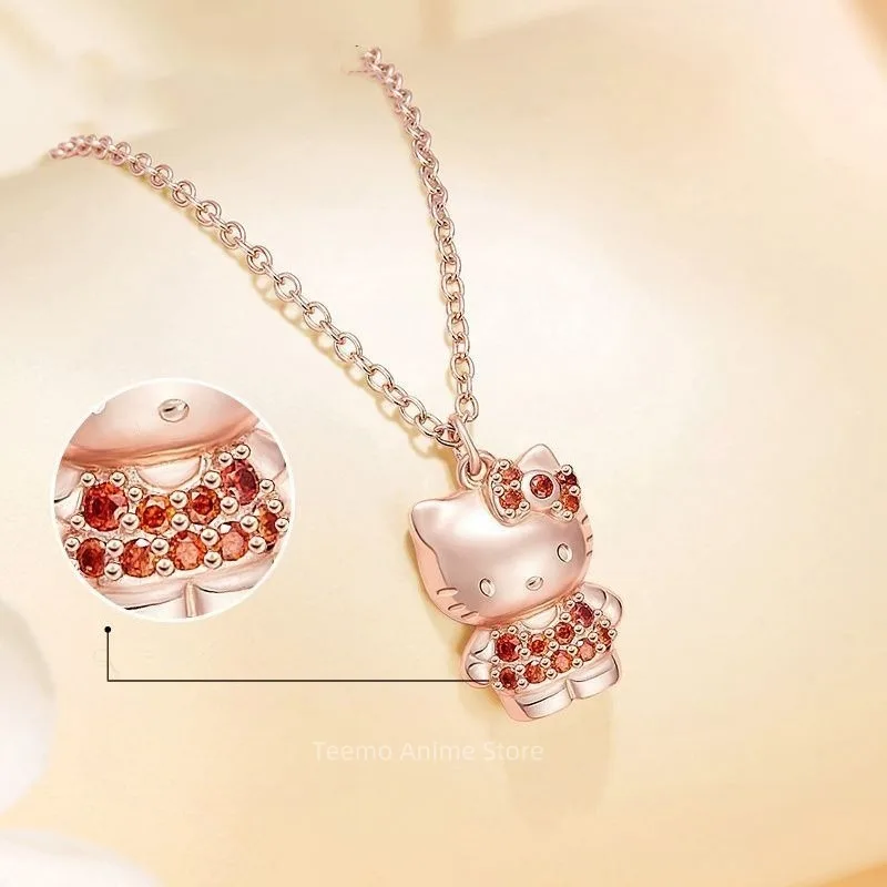 Anime Hello Kitty Sanrio Cartoon Character Necklace Sweetheart Accessories Kawaii Pendant Couple Cute Fashion Holiday Gift