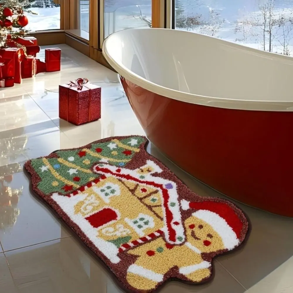 New Santa Claus Christmas Door Mat Water Absorption Door Carpet Non-slip Soft Foot Mat Holiday Decorations