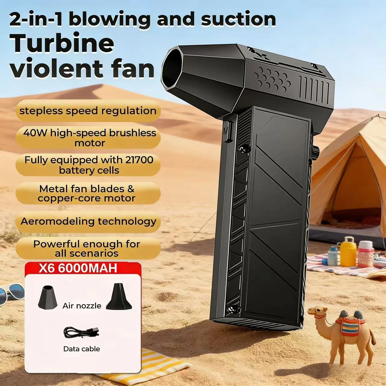 

650,000RPM X6 Air Blower Powerful dust Vacuum Cleaner Fast Charging Strong Wind Brushless Violent Fan for car/computer cleaning