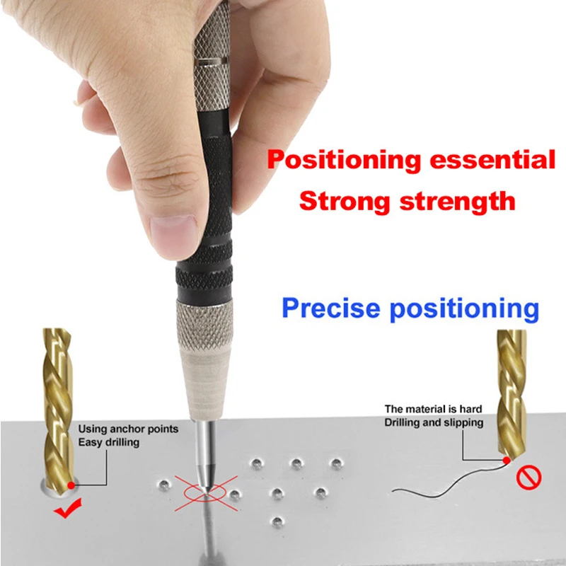 Automatic Center Punch Automatic Center Pin Woodworking Tool Wood Adjustable Spring Mark Press Dent Marker Carpenter Tool Drill