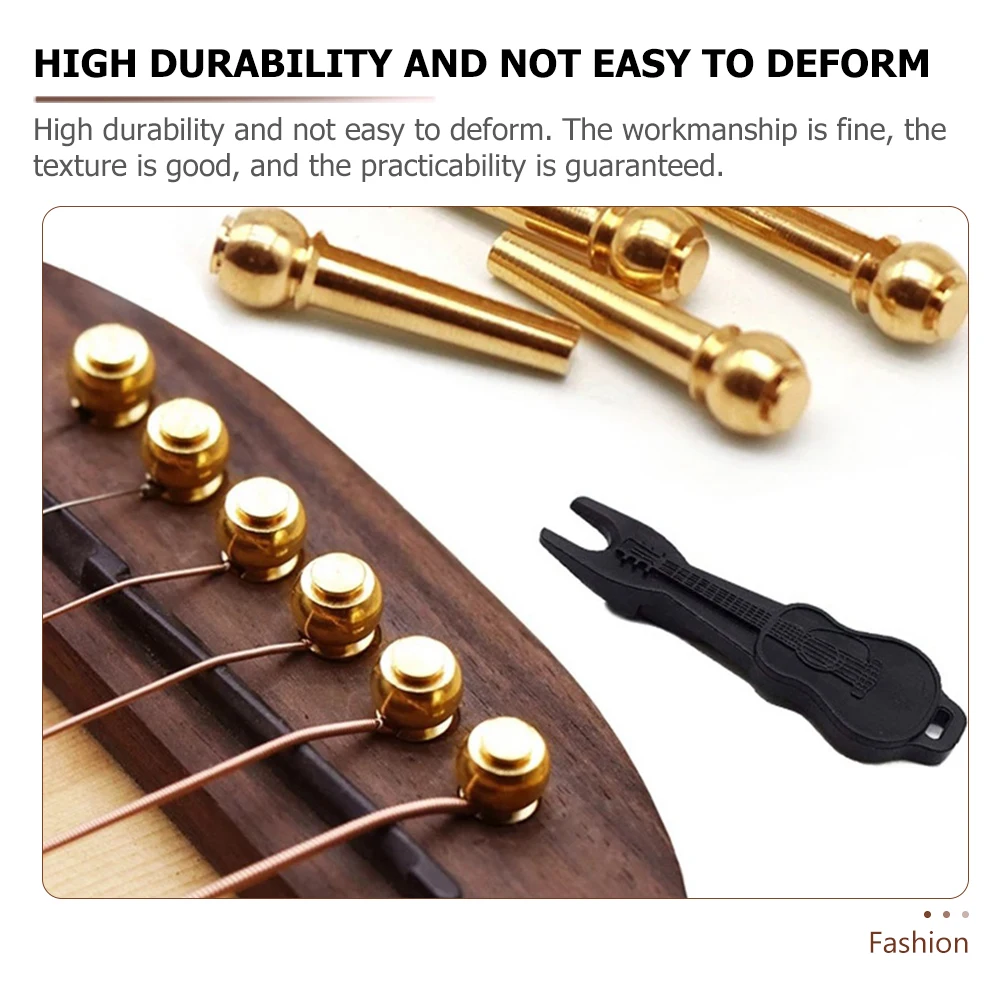 

String Peg Set Acoustic Guitar Pegs Bridge Pins Portable Accessories Copper Puller Remover