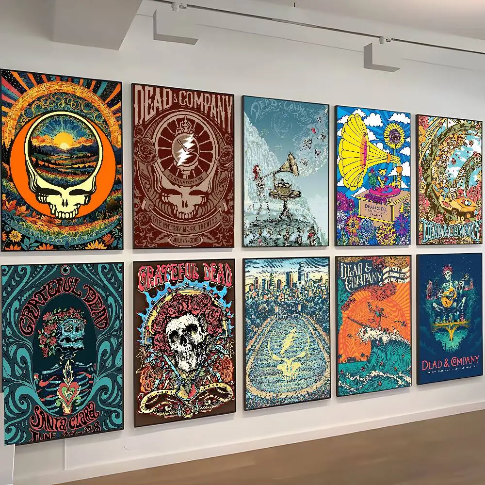 American Rock Band Grateful D-Dead Movie Sticky Posters Retro Kraft Paper Sticker DIY Room Bar Cafe Aesthetic Art Wall Painting