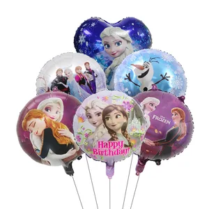 6 piezas de 18 pulgadas Frozen Elsa Balloons Anna Olaf Princess Helium Globos's Birthday Fiesta Baby Shower Decoraciones para niños 12 mejores decoraciones de cumpleaños de princesas de ventas - №7