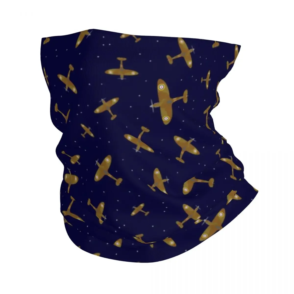 Spitfire War Planes In Flight Neck Gaiter Women Men UV Protection Winter Supermarine Fighter Pilot Bandana Scarf for Cycling