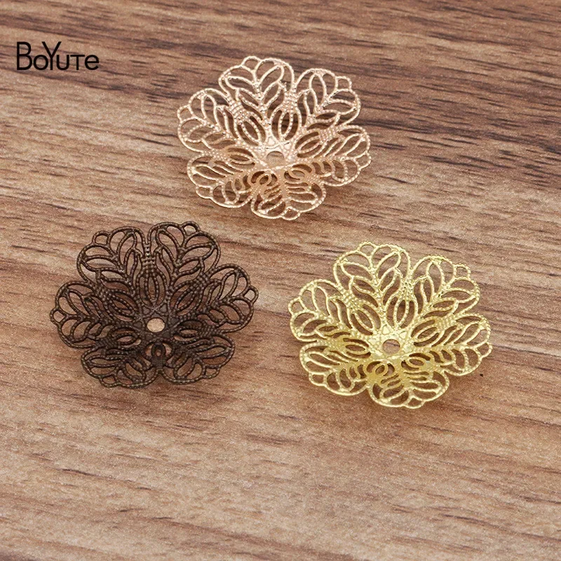 BoYuTe-Metal Brass Flower Filigrana Descobertas, DIY Jóias Acessórios, Materiais artesanais, 26mm, 50 Pcs por lote