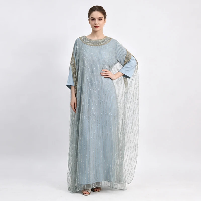 Hochwertiges Luxus-Maxikleid aus Mesh für Damen, mit Strass-Verzierungen, Elegantes Abendkleid für Bankette, Hochzeiten und Formelle Anlässe – Detail 7