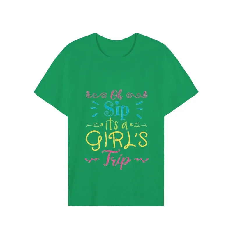 T Shirt para as Mulheres Tees Verão Roupas de Manga Curta Gráfico T Shirt Vestuário Oh Ship Its A Girls Trip Print Feminino Tops Camisetas