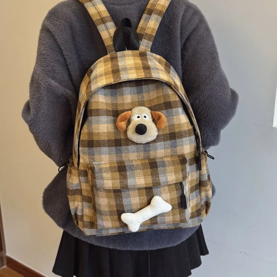 

2025 Vintage Plaid Backpack for Teens Girls - 25L Lightweight Water-Resistant School Bag, Large Capacity Anti-Theft Laptop