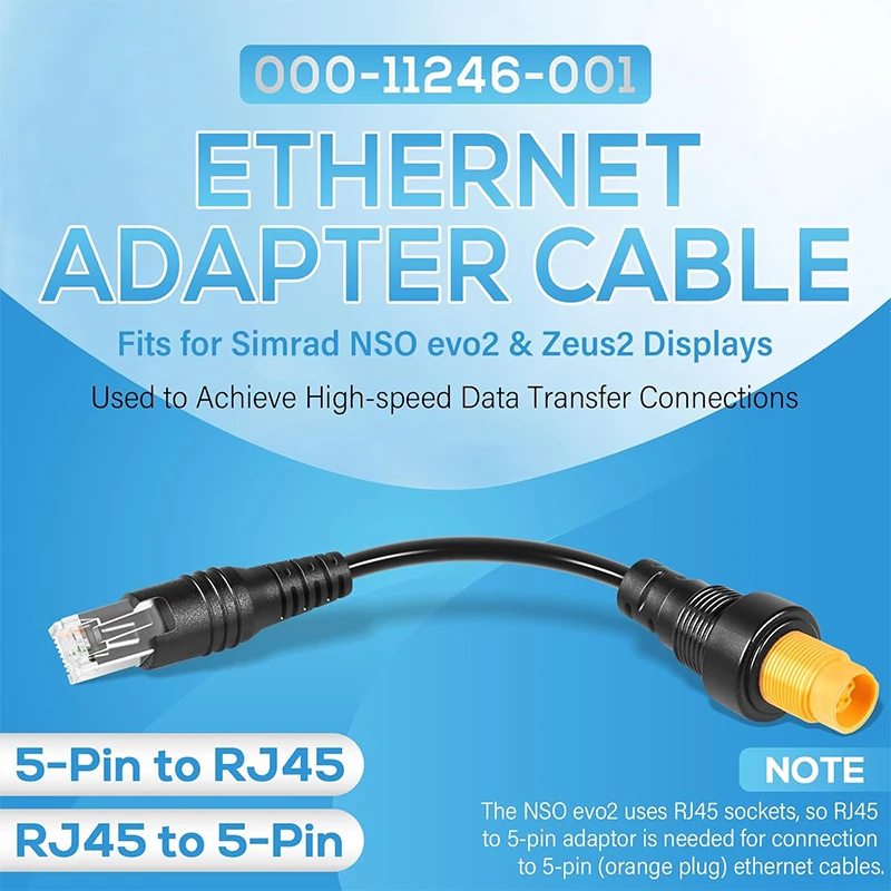 Immagine 3: Cavo Adattatore Ethernet RJ45 a 5 Pin per Display Simrad NSO evo2, Zeus2
