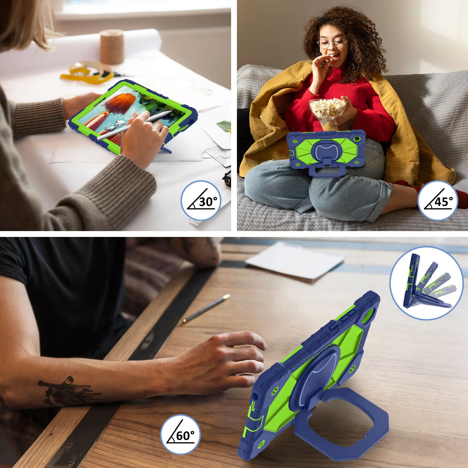 

Hybrid Rugged Case For Lenovo Tab One K9 2025 8.7 inch Model TB305FU 360 Rotating Handle Grip Stand Cover With Shoulder Strap