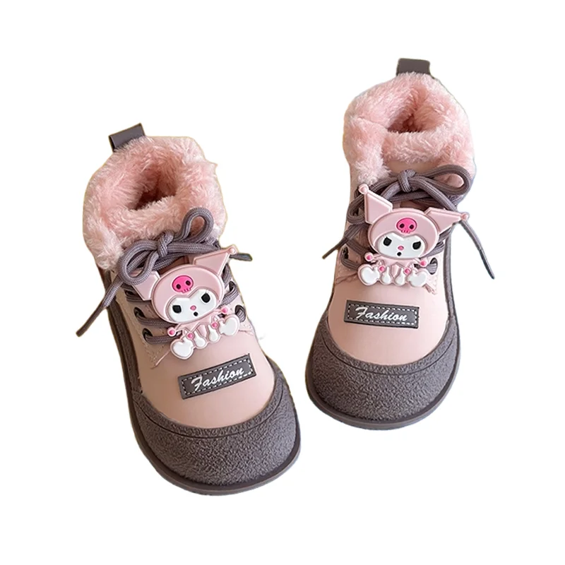 Sanrio Girl Short Boots Kuromi Winter Thicken Child Cotton Boots Cartoon Fashion Kawaii Water Proof Cotton Shoes Keep Warm Boots