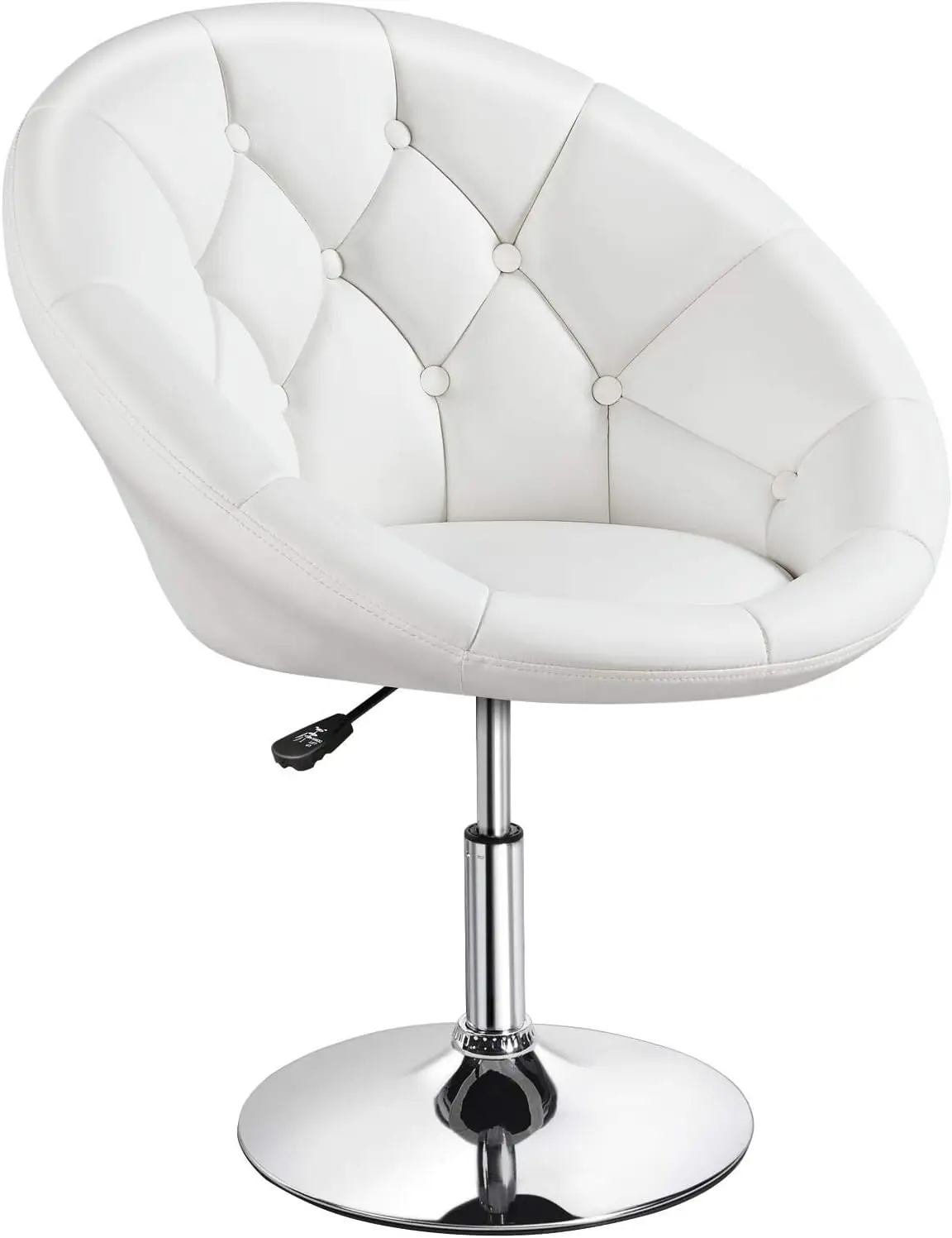 

Yaheetech Vanity Chair Makeup Swivel Accent Chair Height Adjustable Round Back Tilt Chair with Chrome Frame for Makeup Room,