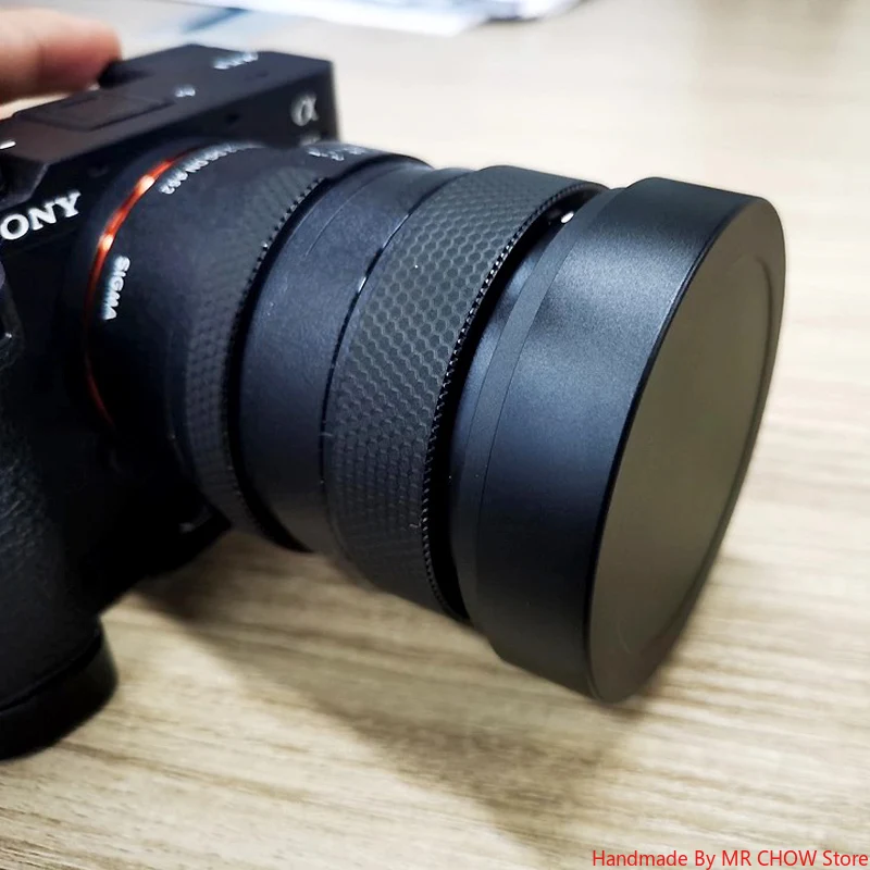 تصميم لسيجما 65 مللي متر F2 DG DN استبدال LH656-01 غطاء عدسة مربع حربة معدنية مع غطاء غطاء محرك السيارة المجاني