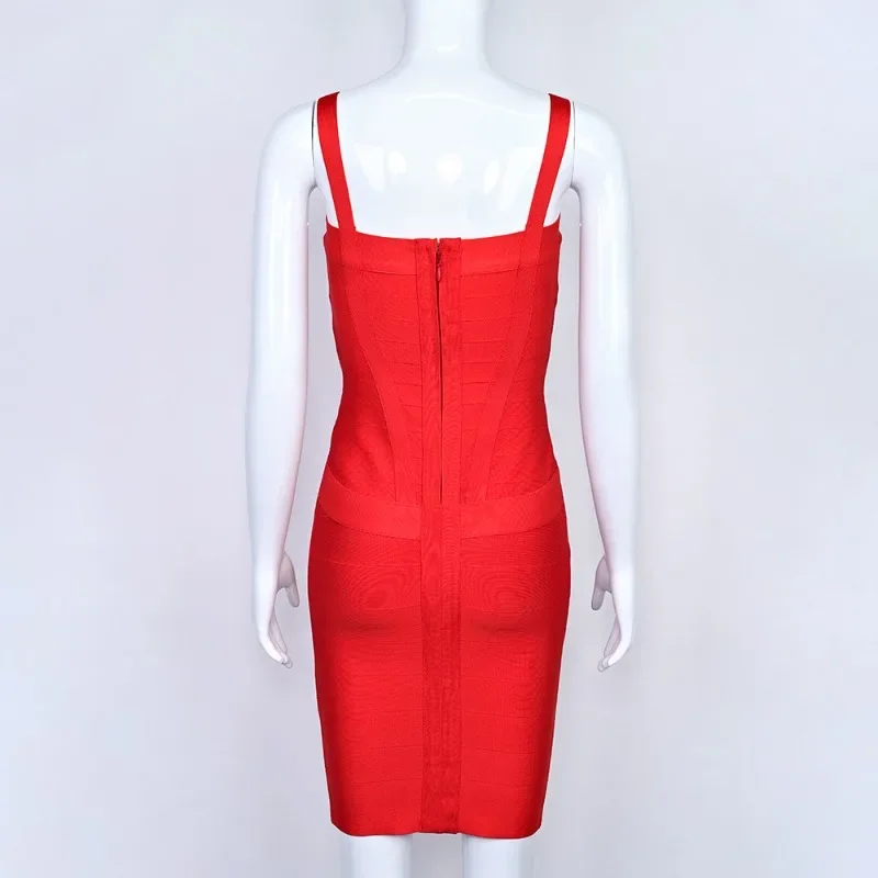 包帯ミニドレスセクシーなスパゲッティストラップ背中の開いたジッパースリムボディコンクラブパーティーローブクラシック Vestidos 女性固体ストリート