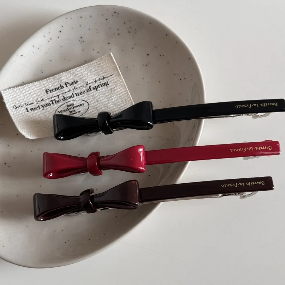 High Quality Retro Bow Hair Clip Slender Barrettes Spring Clip for Women
