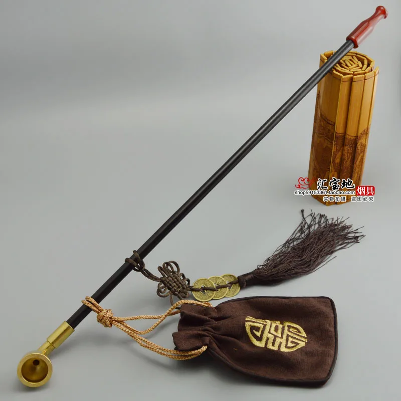 MUXIANG Handmade Tobacco Smoking Pipe Long Mouth Reading Bucket Chinese Style Long Pipe Contains Tobacco Bag, High Quality Gift,