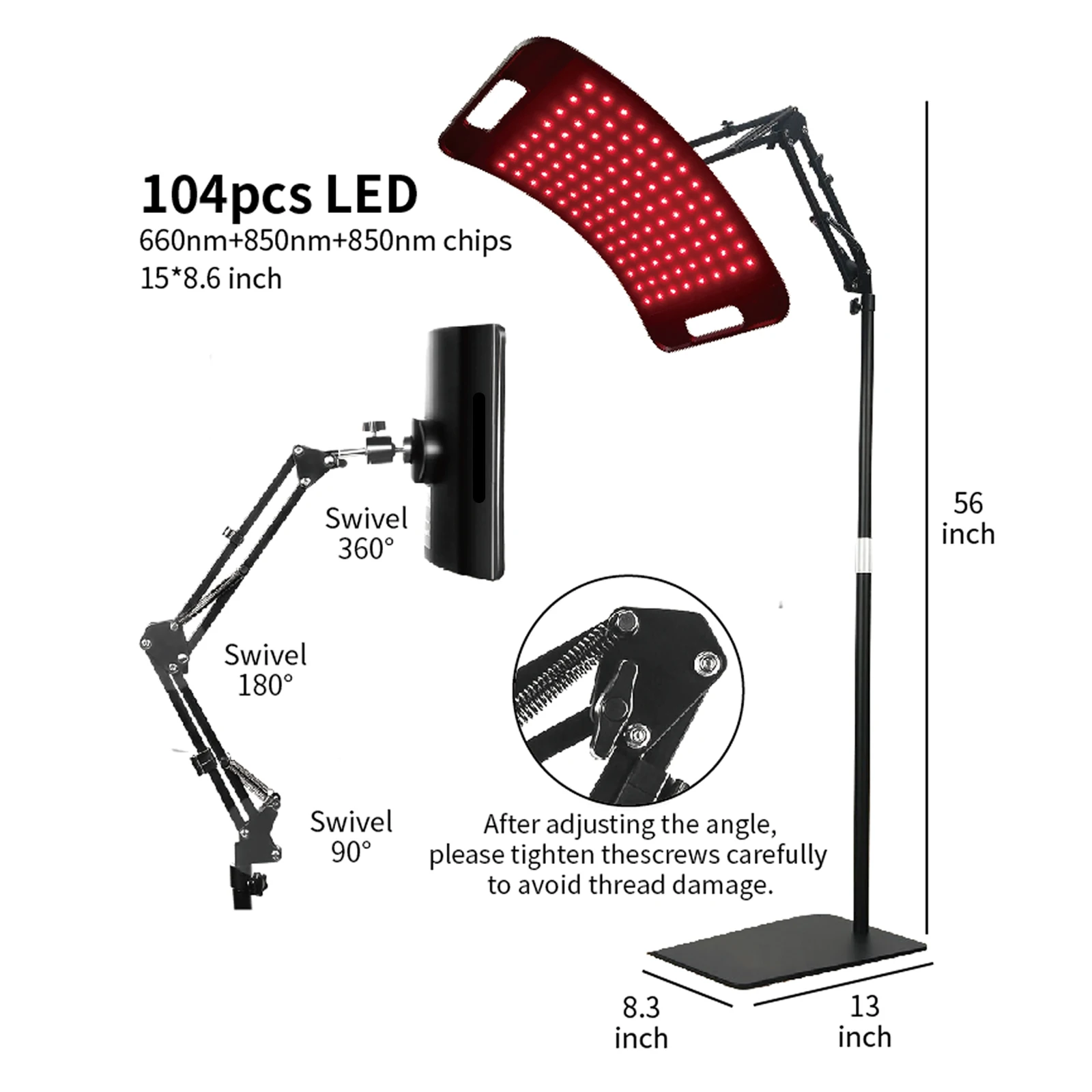 Red Light Lamp for Body, Infrared Light Panel with Stand 660nm Red Light &850nm Near Infrared Light Device