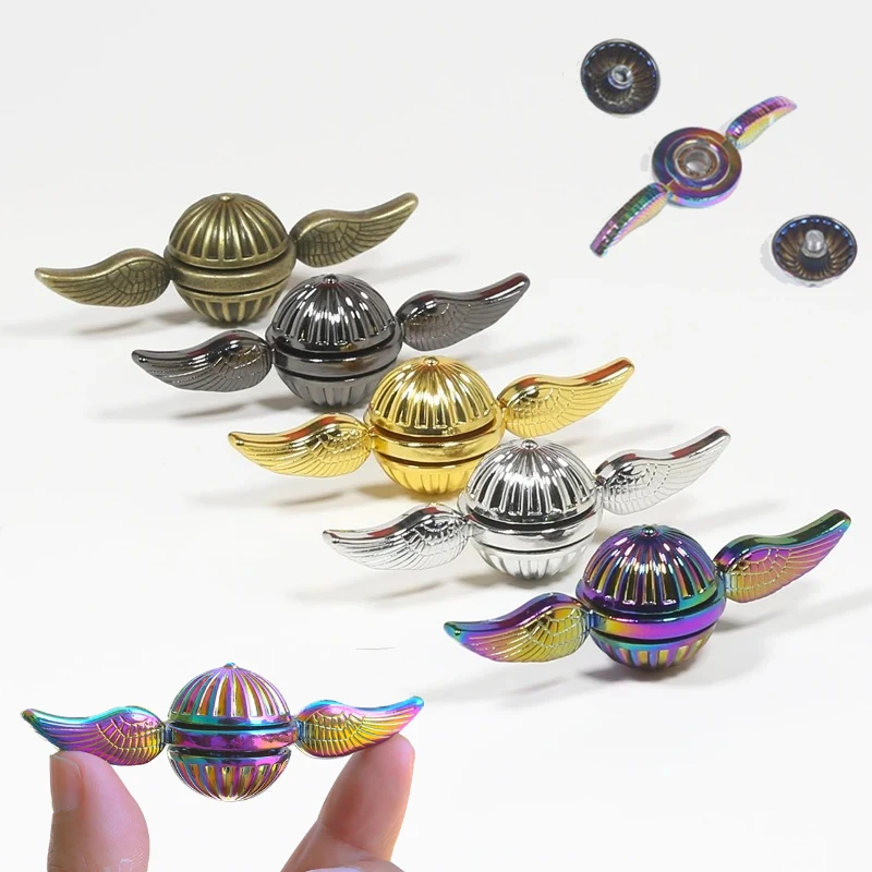 

High Quality Fidget Spinner Golden Snitch Angel Wings Anime Figure Ornaments Metal Rotate Stress Relief Toys Funny Creative Gift