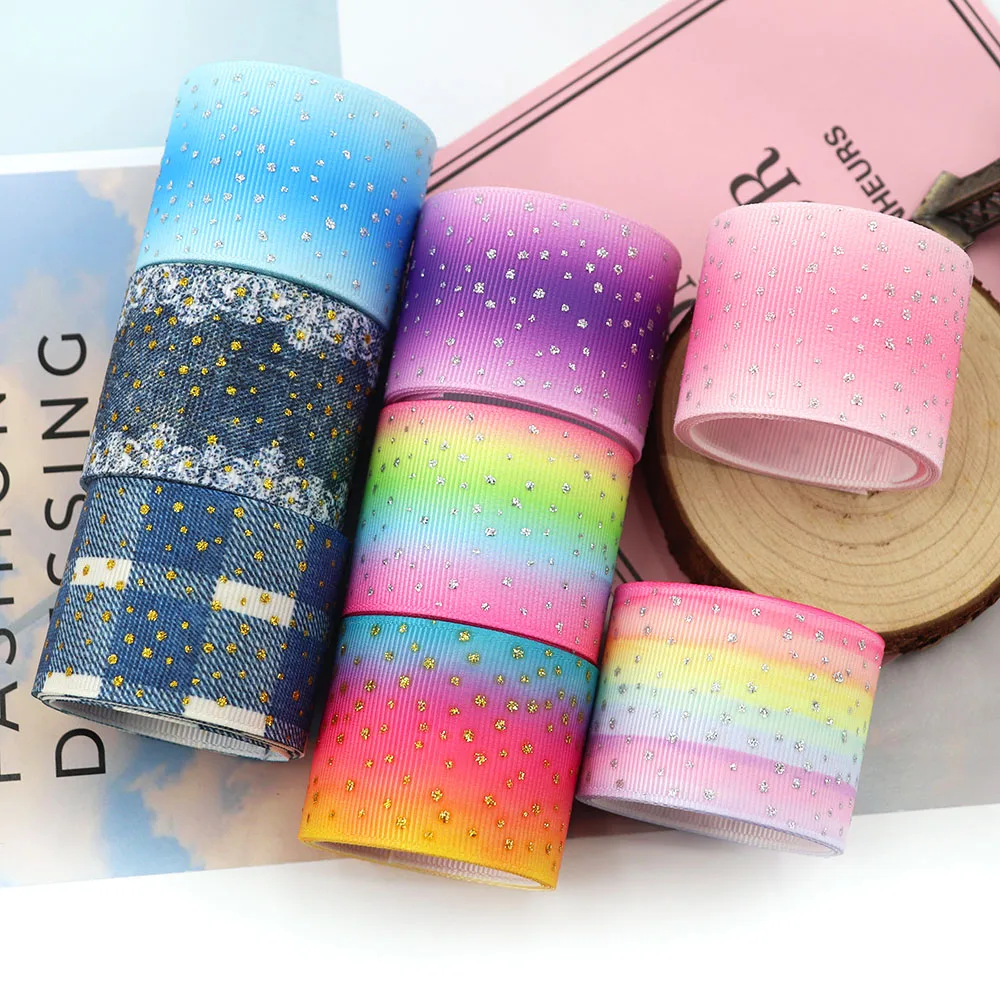 Glitter Fabric Grosgrain Ribbon 1-1/2\