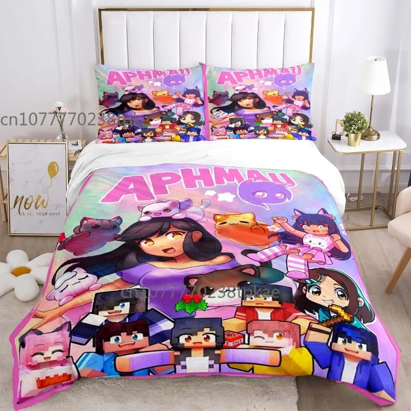 APHMAU Super Girl Cartoon Game Duvet Cover Sets Printed Bedding Set Double Queen King Size 2/3pcs,Bettbezug