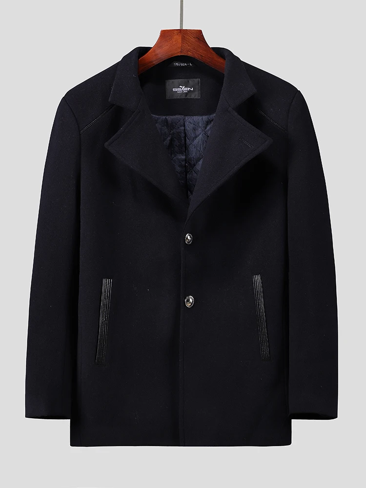 

Мужское шерстяное твидовое пальто, приталенный воротник с вырезом, деловая повседневная зимняя теплая модная одежда для папы, длинная одежда K29630