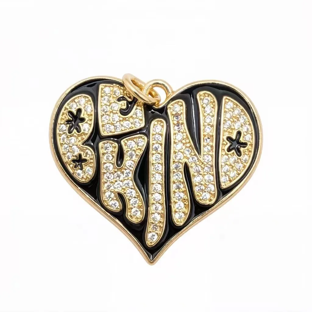 5Pcs Zirconia Pave Copper Autism Awareness Heart Charms for Autism Symbol Be Kind Support Jewelry Making DIY Bracelets Necklace