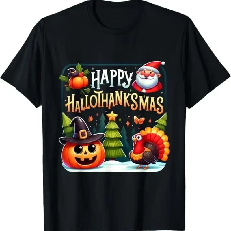 Halloween Thanksgiving Merry Christmas Happy Hallothanksmas T Shirt