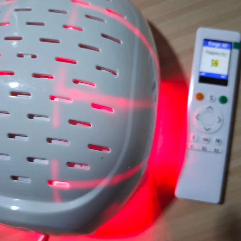 Professional Grade 650nm 660nm Dual Wavelength Hair Helmet 12 Power Levels 1-20000Hz for Thinning Hair Baldness Recovery