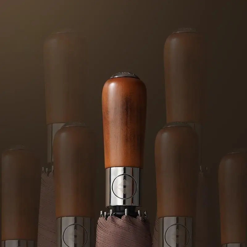 High-end Solid Wood British Style  Automatic Umbrella Encrypted Fabric Waterproof Windproof Rainproof Car-mounted Umbrella