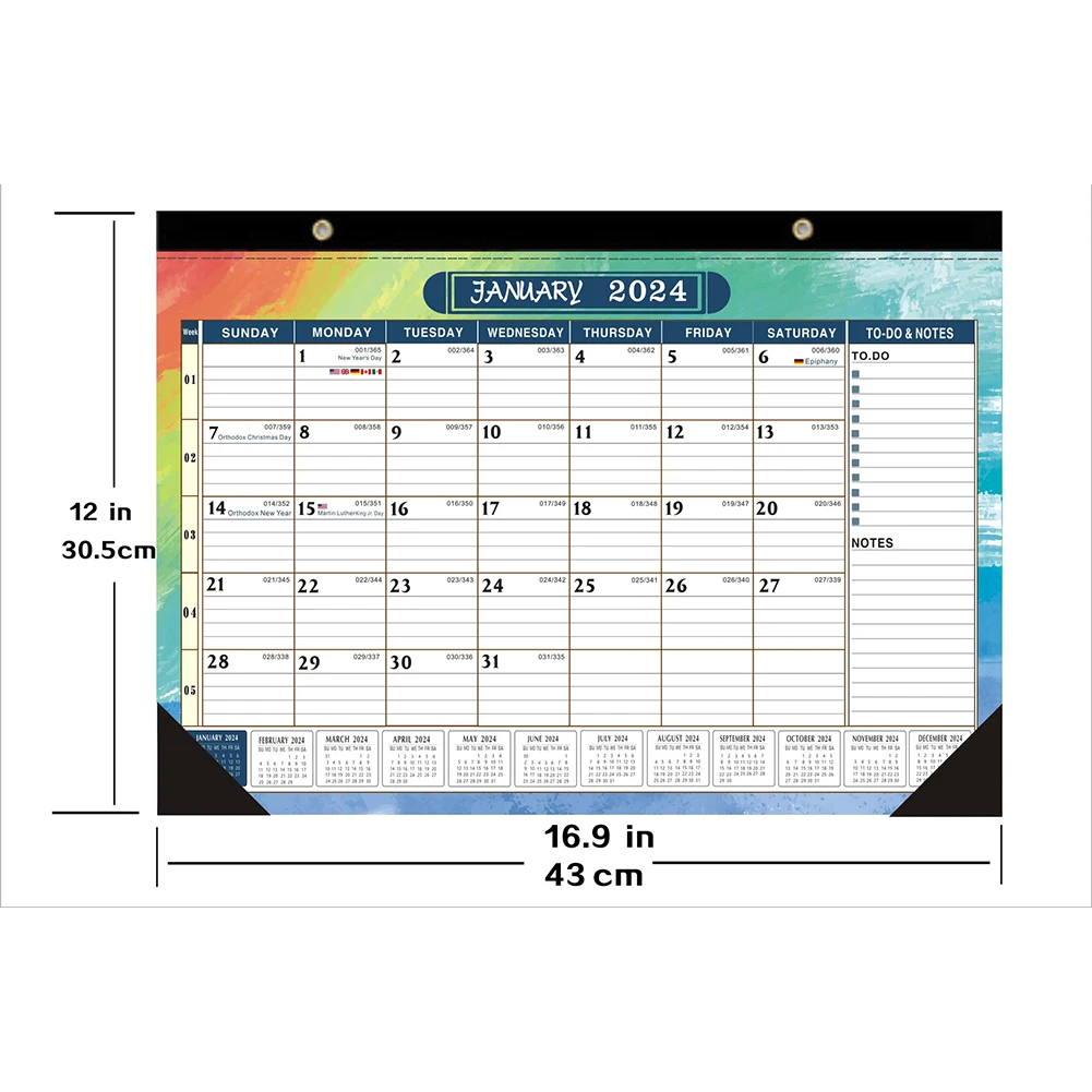 Calendrier mural de bureau avec grand calendrier mensuel Liberty, calendrier de bureau, licence de bureau à domicile, calendrier de verrouillage des notes, 2024-juin 2025