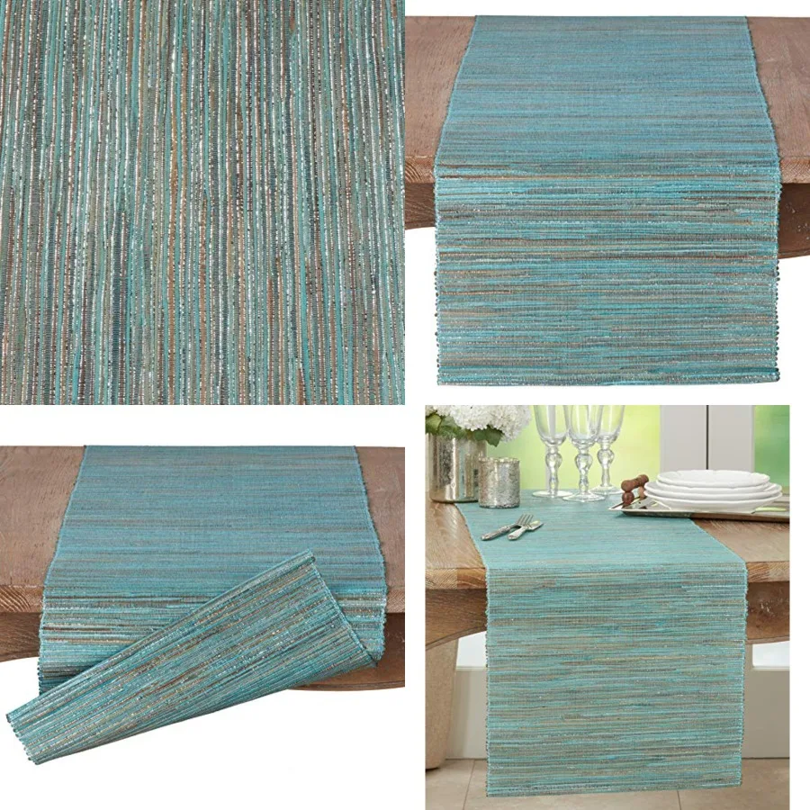 

Melaya Collection Shimmering Woven Nubby Table Runner