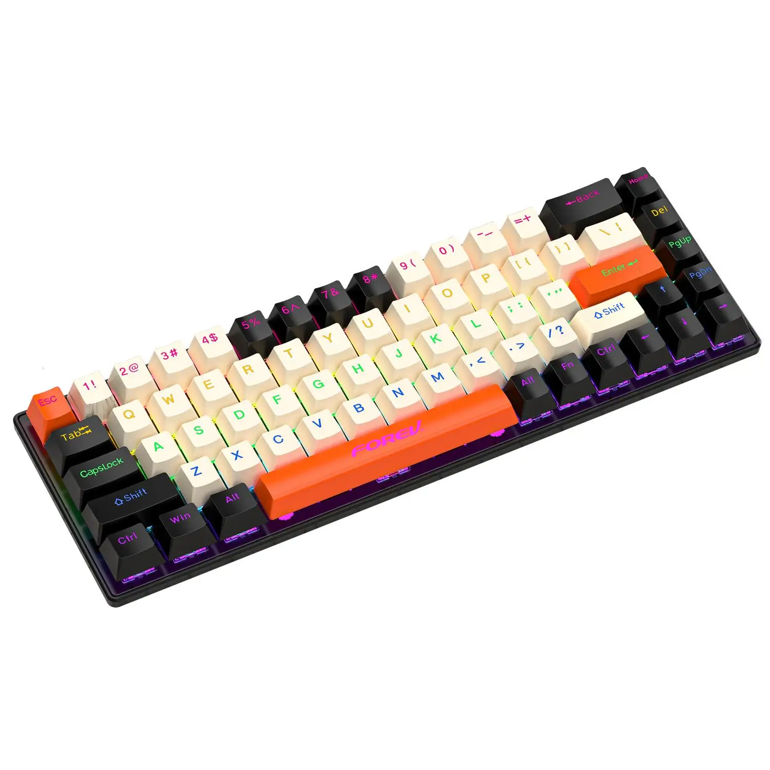 

68-Key RGB Mechanical Keyboard Wired Gaming E-Sports Russian Gasket Switch Waterproof Universal Black White Color Block Options