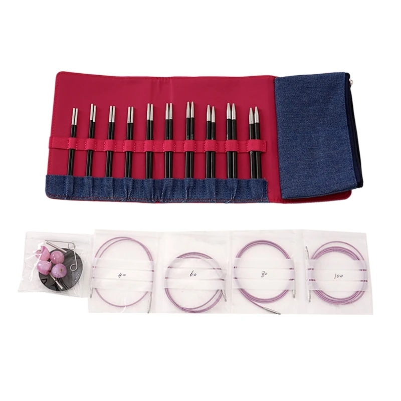 

10Pairs Interchangeable Circular Knitting Needle Set 3.0mm-6.5mm Circular Knitting Needle for Knitting Project