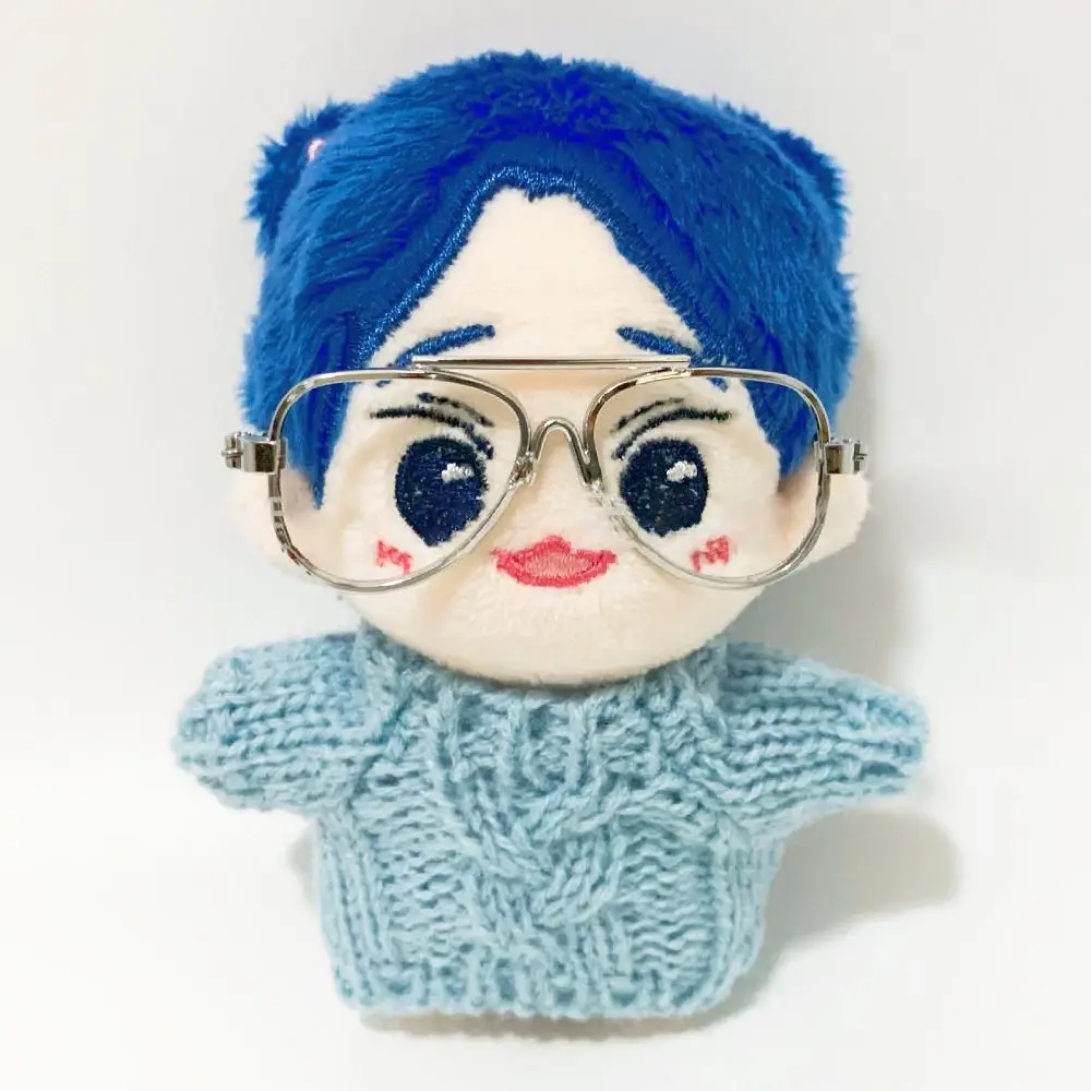 Dla 10cm Cute bawełniane lalki oprawki okulary 6cm pluszowa lalka okulary przeciwsłoneczne dla 1/3 1/4 lalki BJD mały pluszak zwierząt DIY ubrania