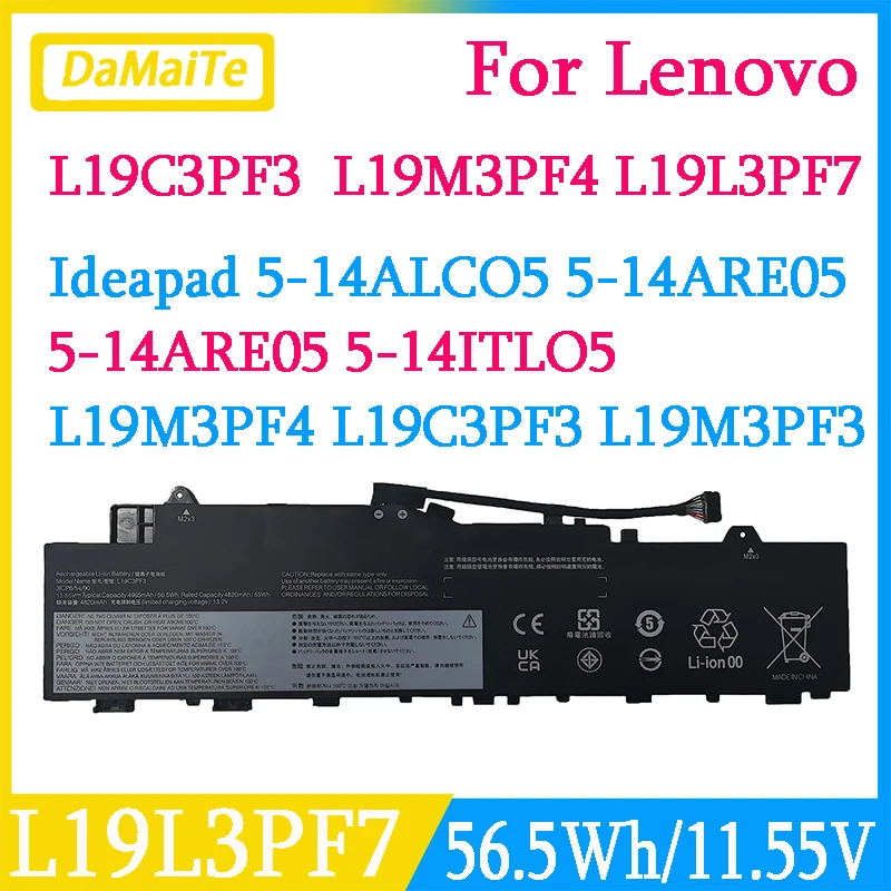 

Аккумулятор L19C3PF3 L19L3PF7 для ноутбука, совместимый с Lenovo Ideapad 5-14ALC05 14ARE05 14ARE05 14ITL05 Series L19M3PF4 5B10W86939