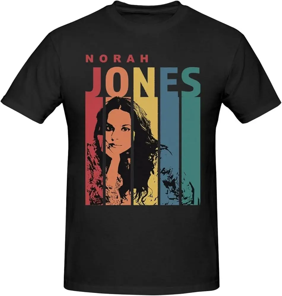 Norah Music Jones Shirt for Man Fashion Soft Breathable Cotton Short Sleeve T-Shirts Classics Casual Crew Neck Tees Black