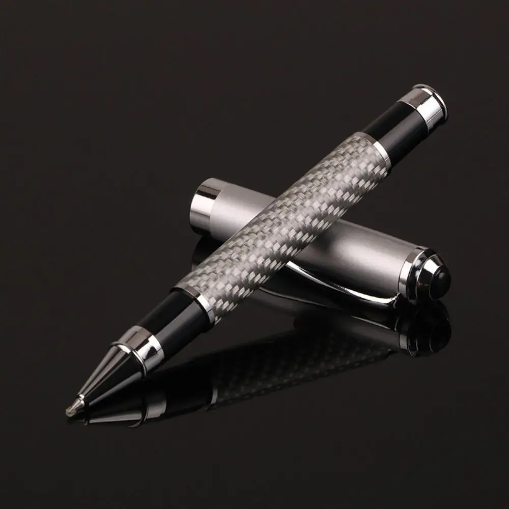 Elegant Carbon Fiber Fiber Signature Pen Golden Smooth Metal Signature Pen Black Refill 0.5mm Premium Gel Pens Present