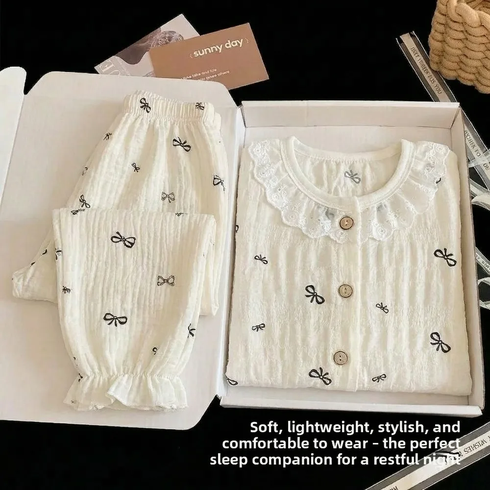 2026 Sommer Blumenmuster Langarm Mädchen Freizeitkleidung Sets Kinder Spitze O-Ausschnitt Pyjama-Set Atmungsaktive Kinderschlafanzüge Neu