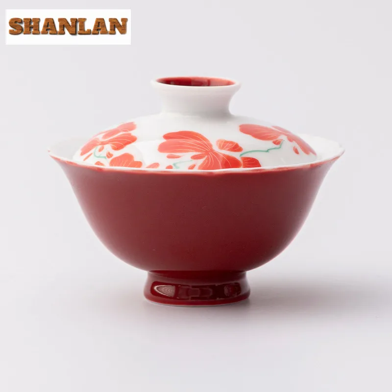 

100 мл ручная роспись бабочка орхидея гавань винтажная чайная варенья чайная чаша с крышкой комплект чайник крышка чаша чайные предметы украшения