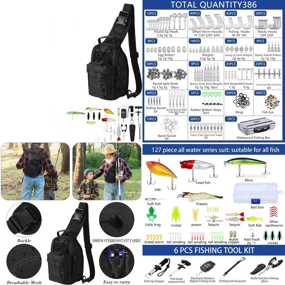 

482-Piece Fishing Tackle Kit with Backpack, Box, Hooks, Lures, and Lip Gripper