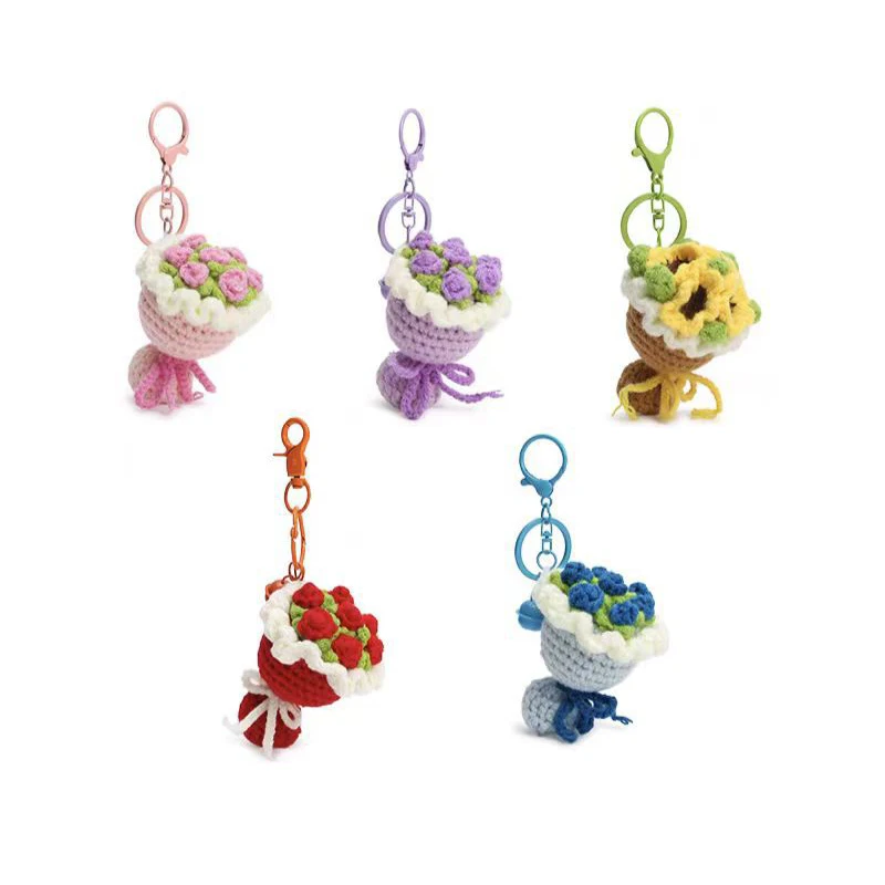 Women's Bag Pendants Hand Woven Accessories Mini Cute Kawaii Multifunctional Keychains Girl Rose Sweet Fashionable Versatile Bag