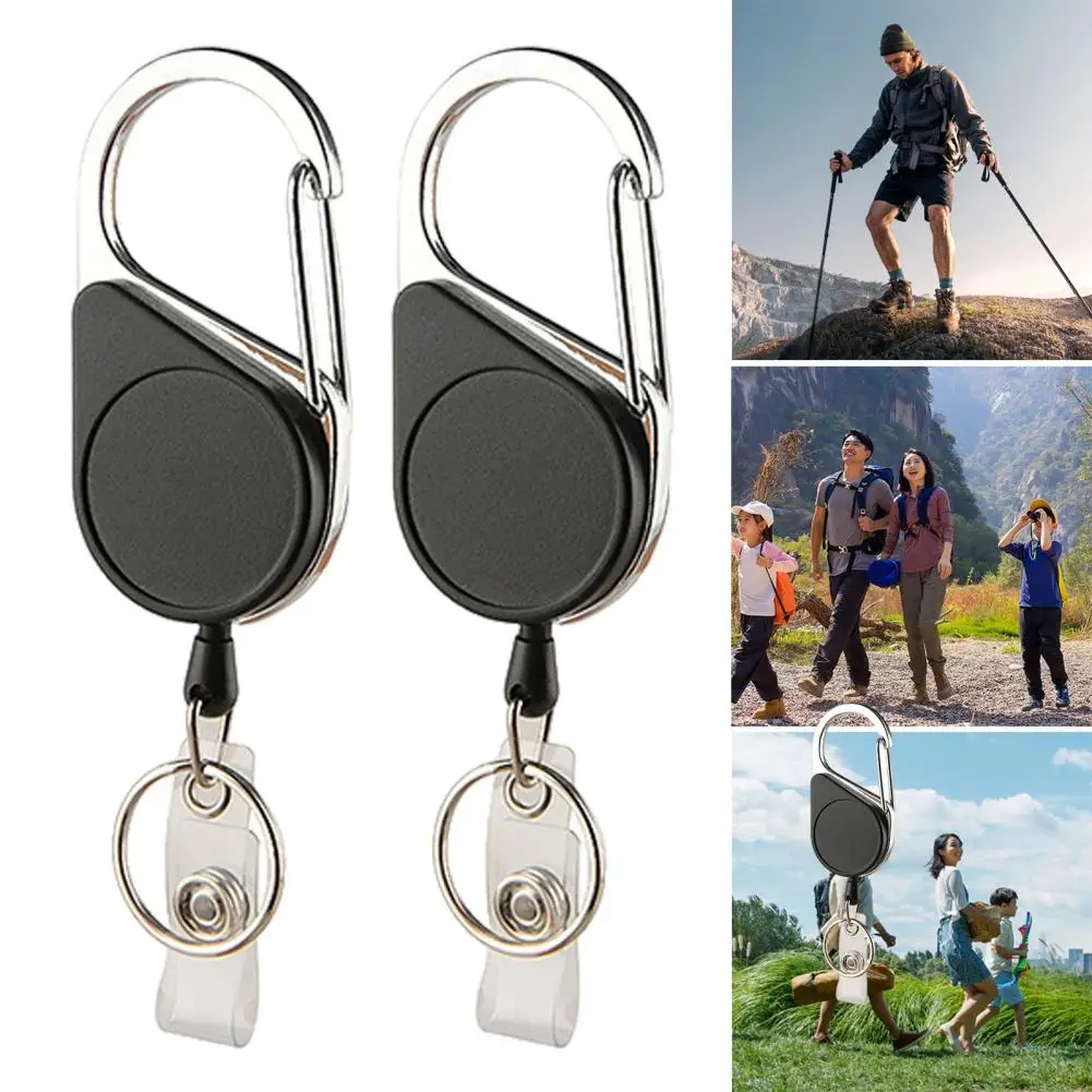 Heavy Duty Carabiner Key Chain Durable Retractable Keychain with Carabiner Clip Lightweight Id Badge Reel Impact Resistant