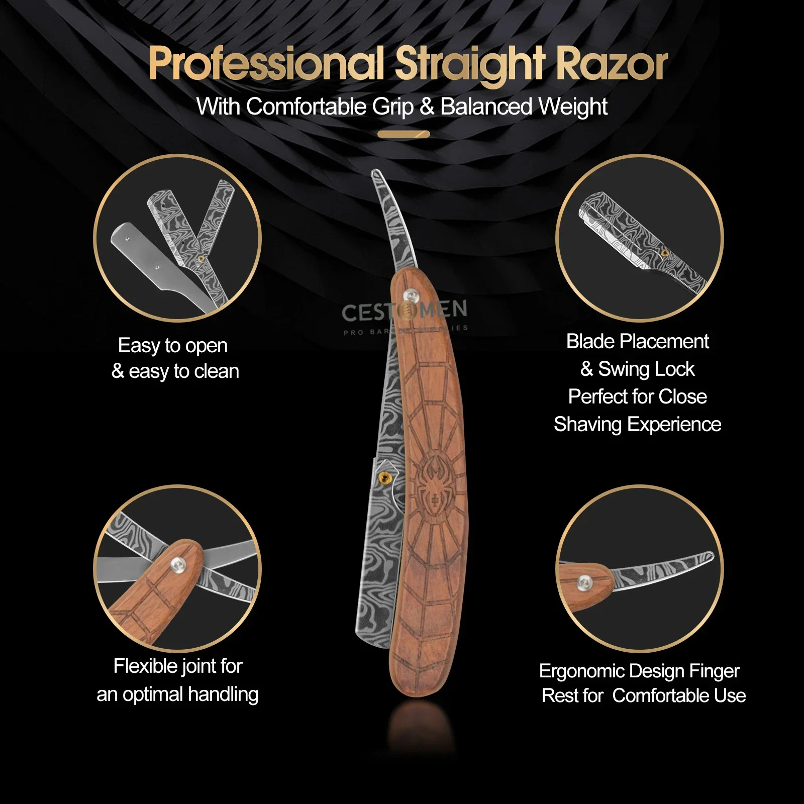 Professional Men‘s Manual Straight Shaver Razor Stainless Steel Barber Tools Safety Razor Shaving Beard Knife Fold Razors Holder