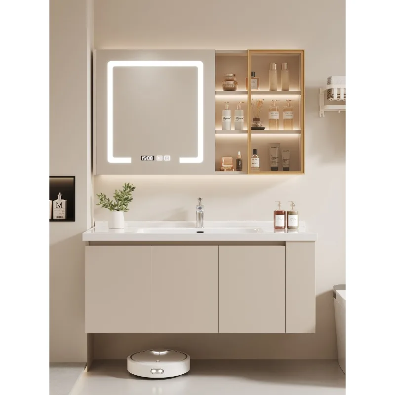 

Cream style bathroom cabinet combination ceramic basin cabinet bathroom washing and handbasin