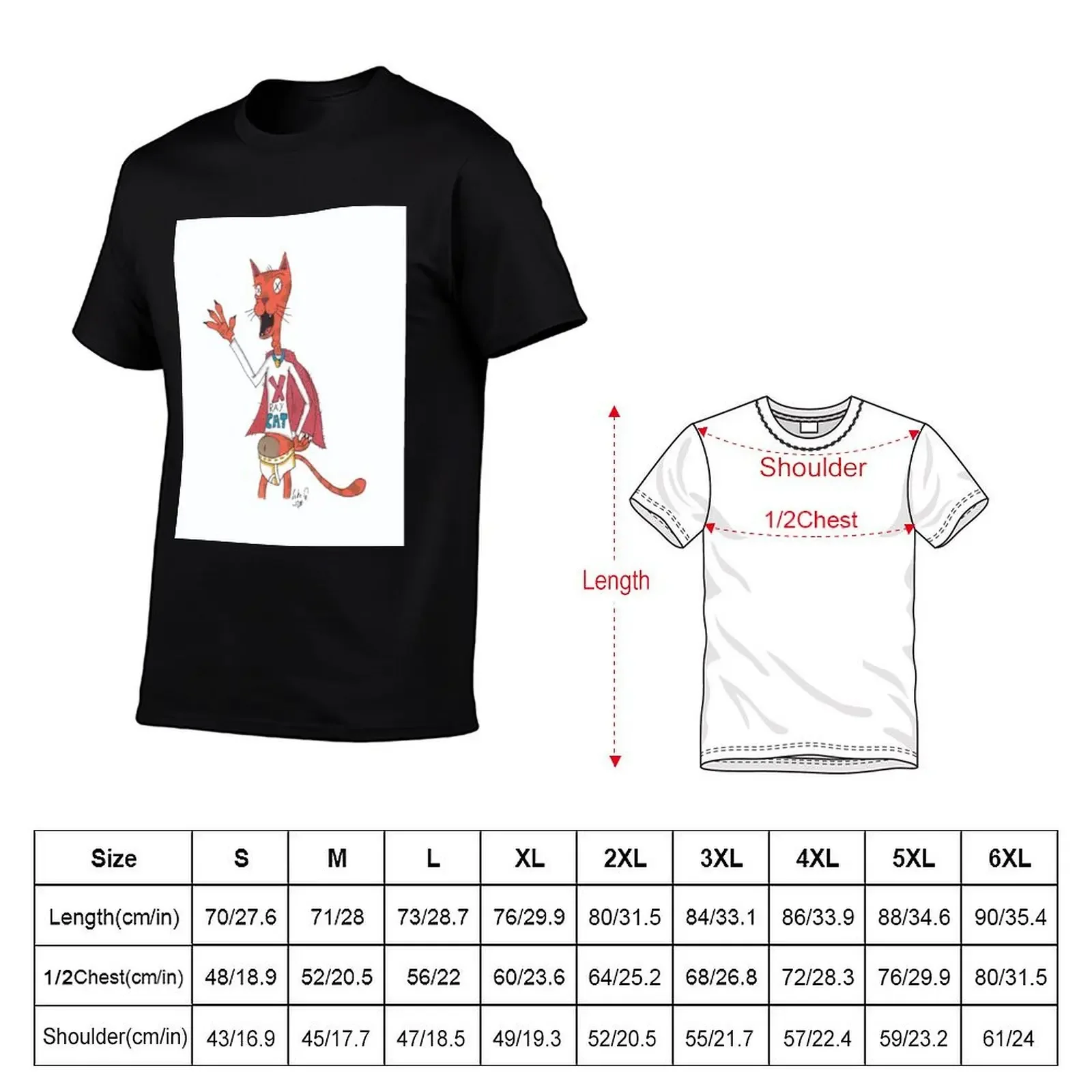 X-ray cat T-Shirt anime figures sports fans mens champion t shirts