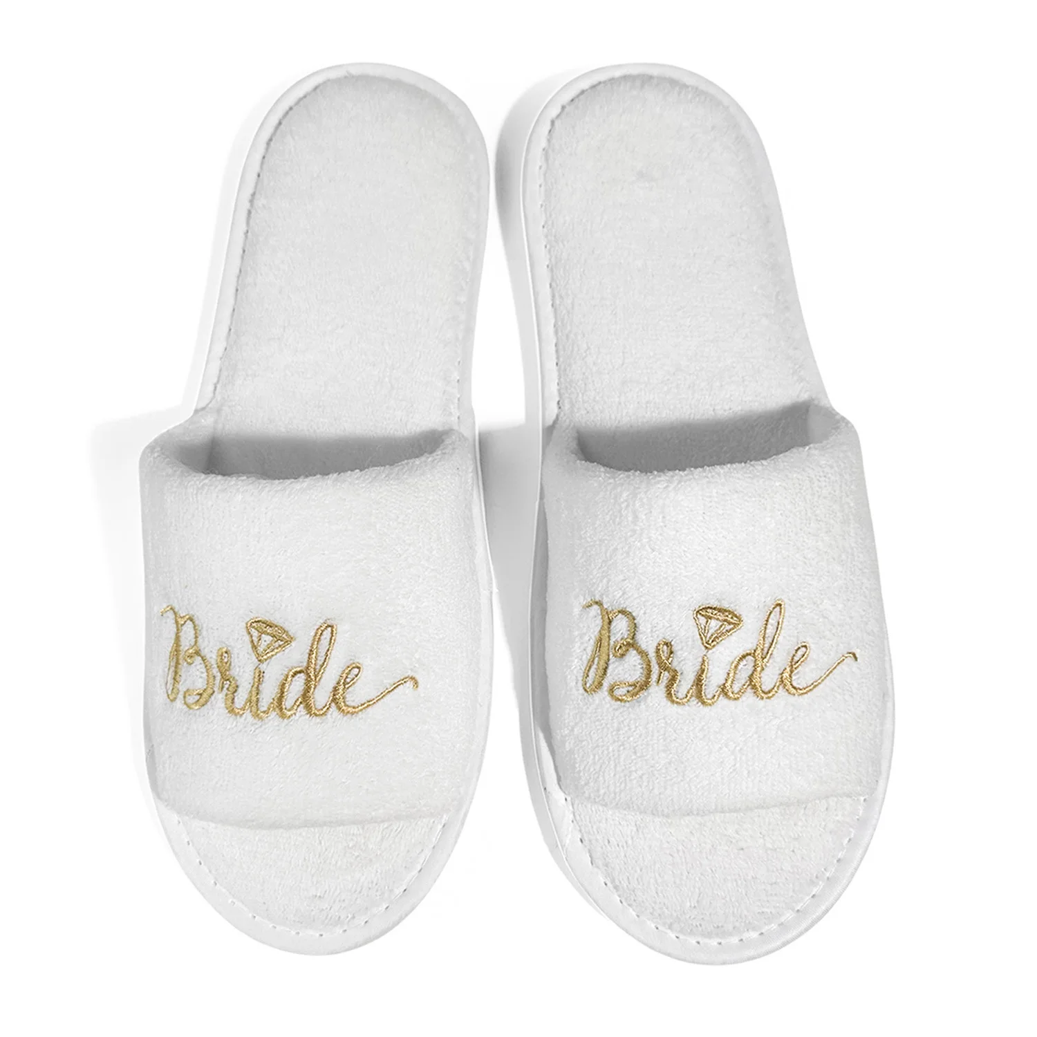 Braut und Brautjungfer, Hochzeit, Party, Gäste, Zuhause, Slip-On-Schuhe, Brautparty-Hausschuhe, offener Zehenbereich mit goldenem, mintgrünem und rosa – Detail 2