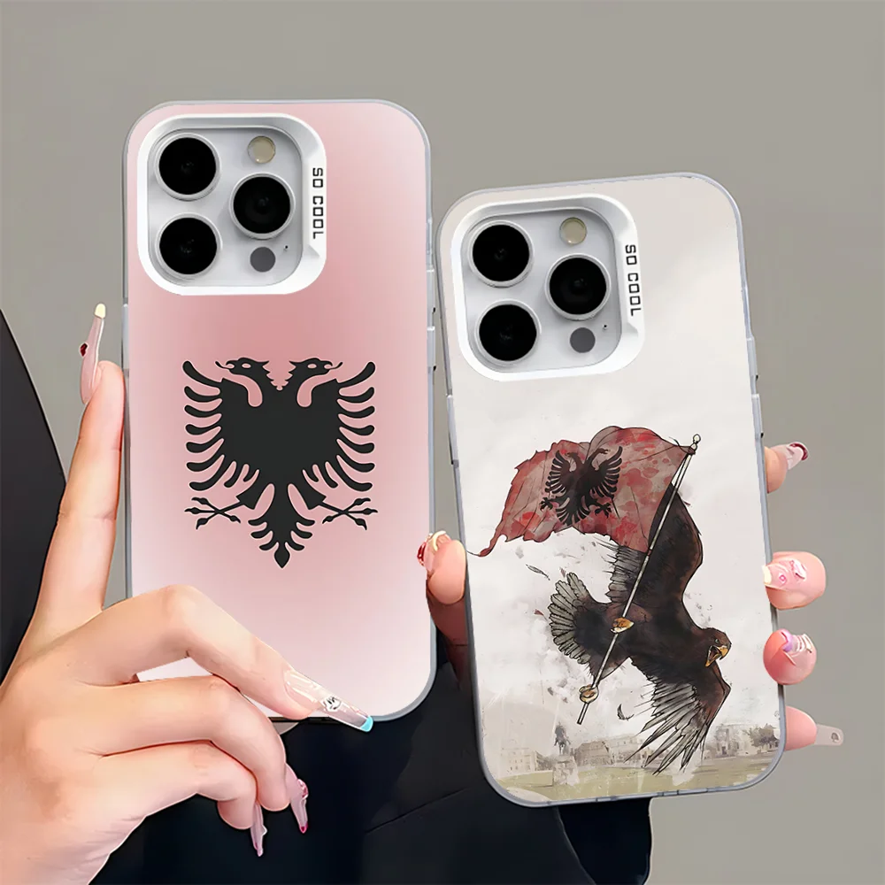 

Flag of Albania Passport Phone Case For iPhone 16,15,14,13,12,11,Pro,Max,Plus,Mini,XS,SE Anti Fall Gray White Matte Hard Bumper