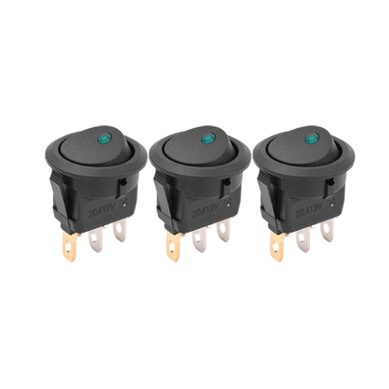 Auto-LKW-Wippschalter 3-polig 2-Positionen Ein/Aus-Steuerung SPST für Marine-Autoteile 12V LED-Bootsschalter mit Beleuchtung 1/3/12 Stück