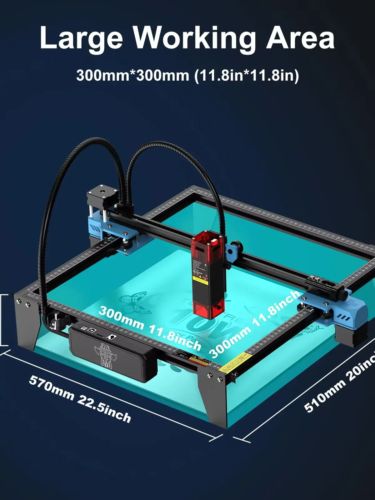 Twotrees TTS-10 Pro Lasergraviergerät 10W Hochpräzise Edelstahl-Lasergravurmaschine 30000mm/min Geschwindigkeit Laserschneider für Holz, Metall, Acryl