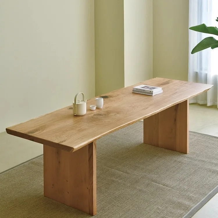 Ash wood solid wood large board table dining table rectangular household tea table workbench